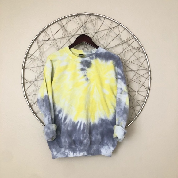 Urban Outfitters Sweaters - NEW yellow and gray tie dye crewneck